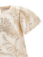 Abito per bambina Monnalisa beige con decorazione con paillettes - Rubino Kids