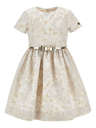 Abito per bambina Monnalisa beige con stampa a fiori all - over - Rubino Kids