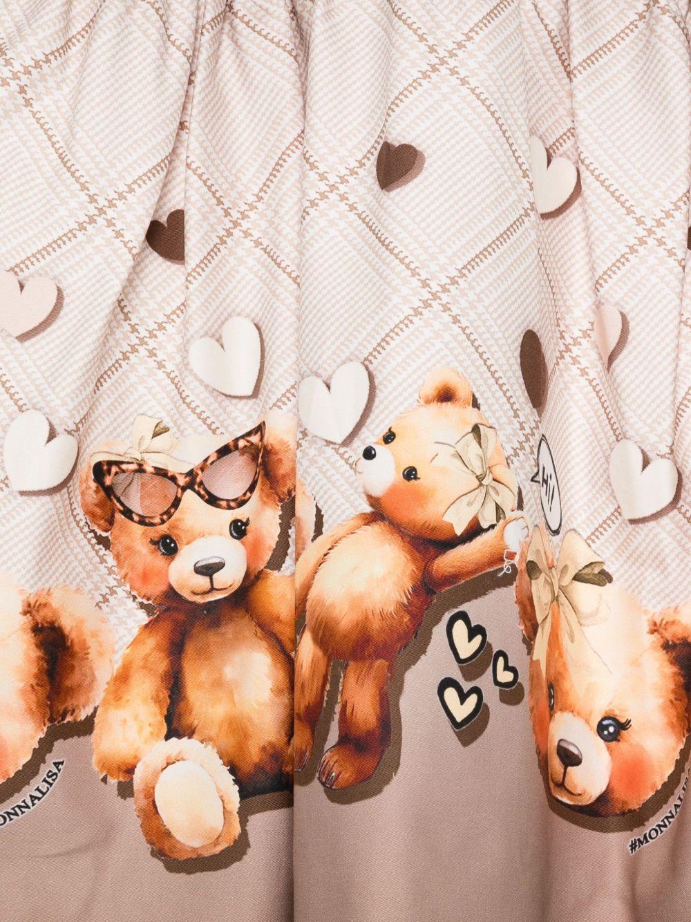 Abito per bambina Monnalisa beige con stampa orsetti - Rubino Kids