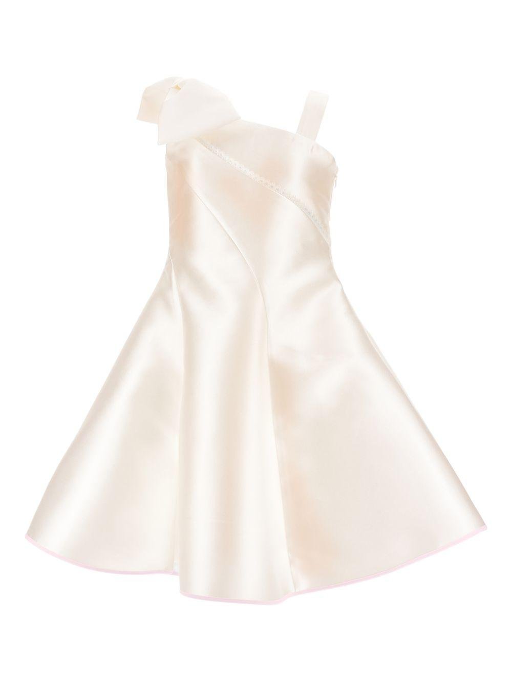 Abito per bambina Monnalisa beige monospalla con fiocco - Rubino Kids