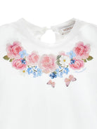 Abito per bambina Monnalisa bianco a fiori con ruches - Rubino Kids