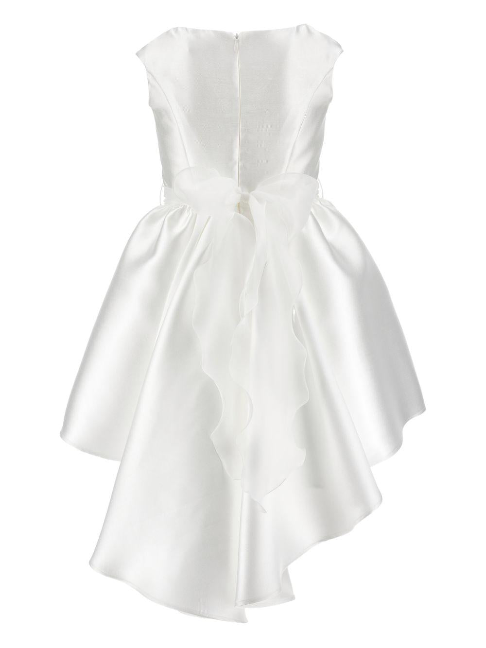 Abito per bambina Monnalisa bianco con applicazione a fiori - Rubino Kids