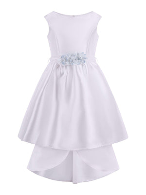 Monnalisa white dress for girls with floral applique
