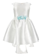 Abito per bambina Monnalisa bianco con applicazione a fiori - Rubino Kids