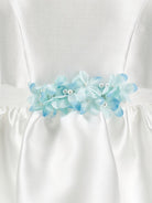 Abito per bambina Monnalisa bianco con applicazione a fiori - Rubino Kids