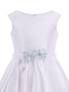 Abito per bambina Monnalisa bianco con applicazione a fiori - Rubino Kids