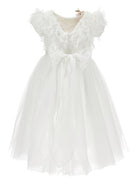 Abito per bambina Monnalisa bianco con applicazione fiori - Rubino Kids