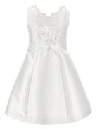 Abito per bambina Monnalisa bianco con applicazioni a fiori - Rubino Kids