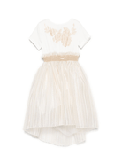 Abito per bambina Monnalisa bianco con dettagli ruches e lurex - Rubino Kids
