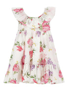 Abito per bambina Monnalisa bianco con motivo a fiori - Rubino Kids