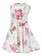 Abito per bambina Monnalisa bianco con stampa a fiori - Rubino Kids