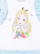 Abito per bambina Monnalisa bianco con stampa Alice x Disney - Rubino Kids