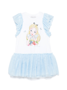 Abito per bambina Monnalisa bianco con stampa Alice x Disney - Rubino Kids