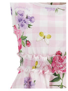 Abito per bambina Monnalisa bianco e rosa con motivo a quadretti - Rubino Kids