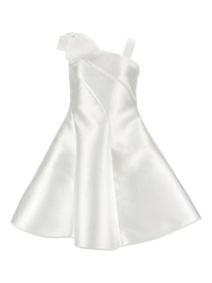 Monnalisa white one-shoulder dress for girls with bow