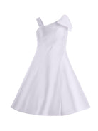 Abito per bambina Monnalisa bianco monospalla con fiocco - Rubino Kids