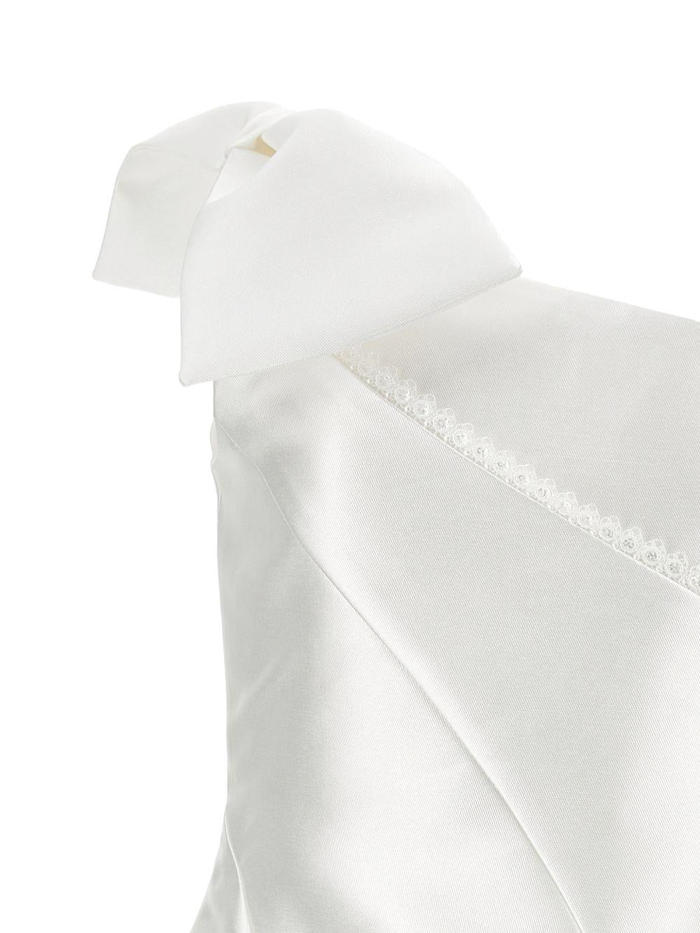 Abito per bambina Monnalisa bianco monospalla con fiocco - Rubino Kids