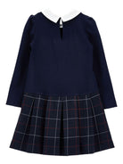 Abito per bambina Monnalisa blu con motivo tartan - Rubino Kids
