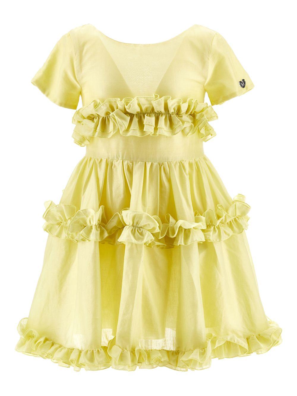 Abito per bambina Monnalisa giallo con ruches - Rubino Kids