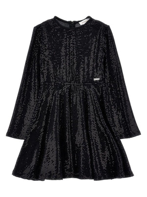 Monnalisa black dress for girls with rhinestones