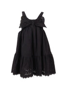 Abito per bambina Monnalisa nero in popeline con fiocco - Rubino Kids