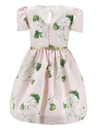 Abito per bambina Monnalisa rosa a fiori con cintura - Rubino Kids