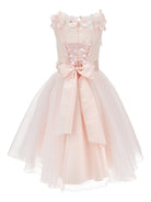 Abito per bambina Monnalisa rosa con applicazione a fiori - Rubino Kids