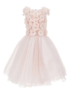 Pink Monnalisa dress for girls with floral applique