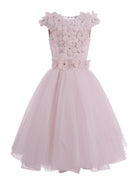 Abito per bambina Monnalisa rosa con applicazione a fiori - Rubino Kids