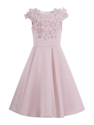 Pink Monnalisa dress for girls with floral applique