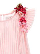 Abito per bambina Monnalisa rosa con applicazione a fiori - Rubino Kids