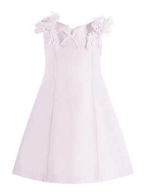 Abito per bambina Monnalisa rosa con applicazioni a fiori