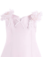 Abito per bambina Monnalisa rosa con applicazioni a fiori - Rubino Kids