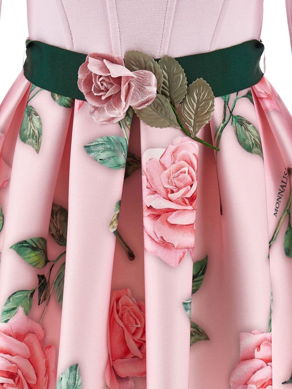 Abito per bambina Monnalisa rosa con decorazione a fiori - Rubino Kids