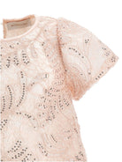 Abito per bambina Monnalisa rosa con decorazione a paillettes - Rubino Kids