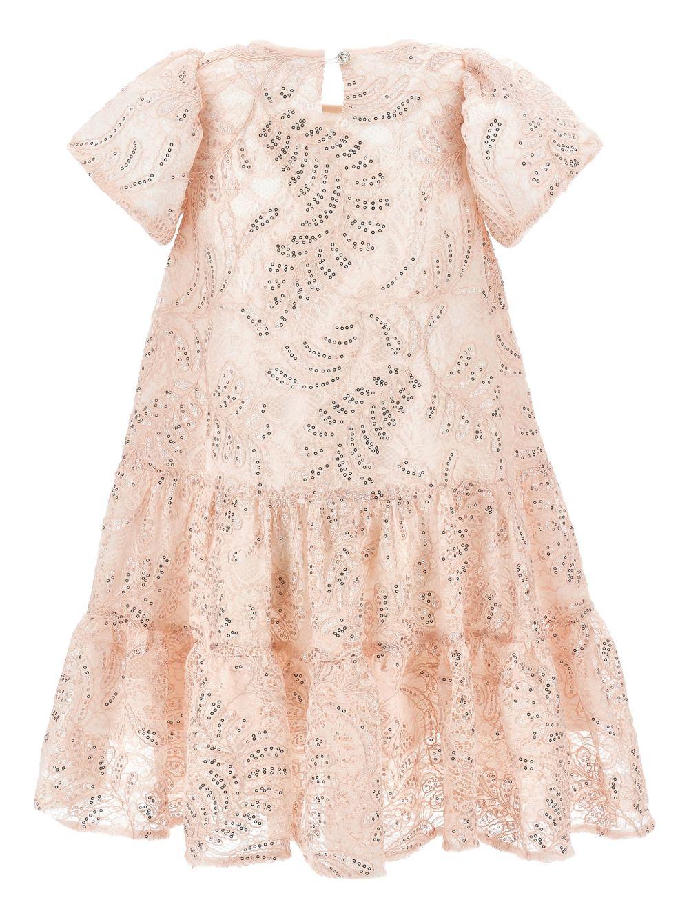 Abito per bambina Monnalisa rosa con decorazione a paillettes - Rubino Kids