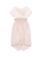 Abito per bambina Monnalisa rosa con dettagli ruches e lurex - Rubino Kids