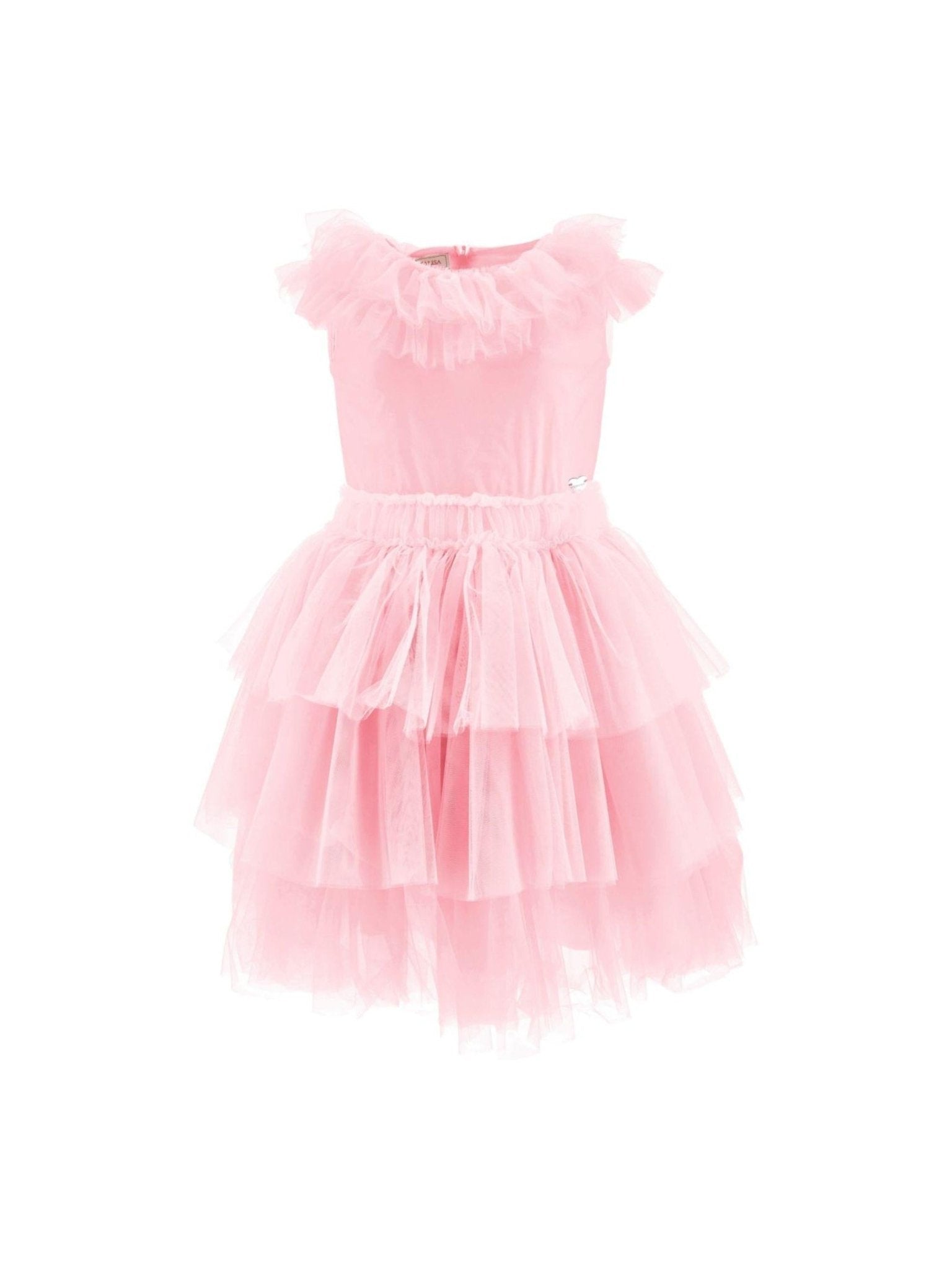 Abito per bambina Monnalisa rosa con ruches - Rubino Kids