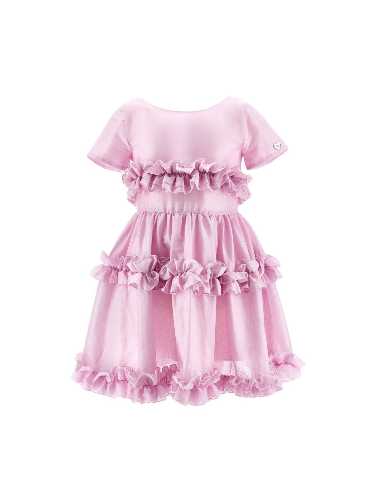 Abito per bambina Monnalisa rosa con ruches - Rubino Kids