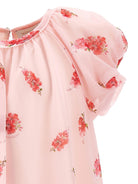 Abito per bambina Monnalisa rosa con stampa a fiori all - over - Rubino Kids