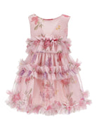Abito per bambina Monnalisa rosa con stampa a fiori - Rubino Kids
