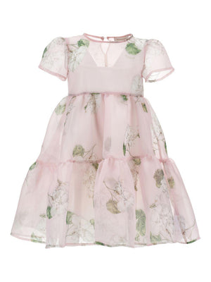 Monnalisa pink dress for girls with floral print