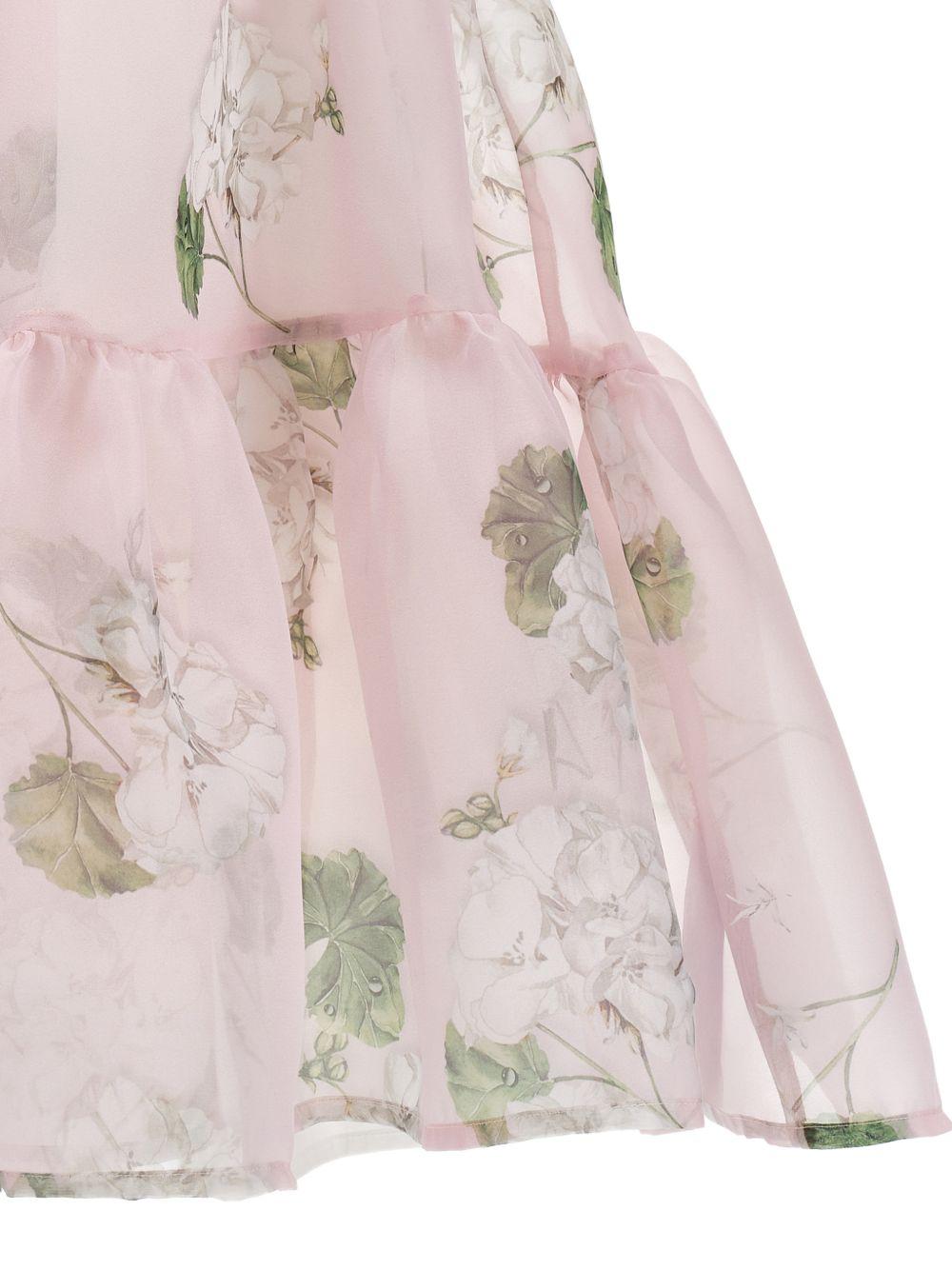 Abito per bambina Monnalisa rosa con stampa a fiori - Rubino Kids