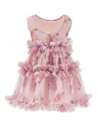 Abito per bambina Monnalisa rosa con stampa a fiori - Rubino Kids