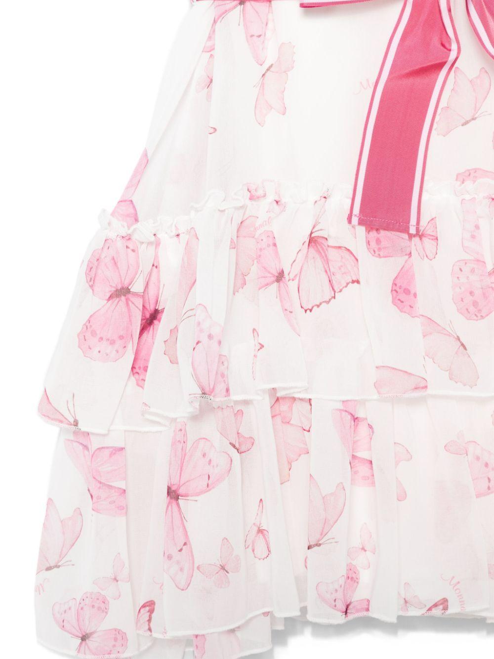 Abito per bambina Monnalisa rosa con stampa farfalla - Rubino Kids