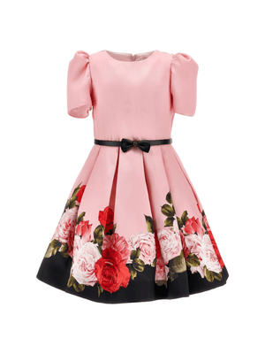 Monnalisa pink floral print dress for girls