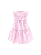 Abito per bambina Monnalisa rosa smanicato con ruches - Rubino Kids