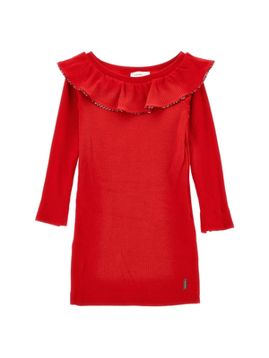 Monnalisa red dress for girls with ruffled details