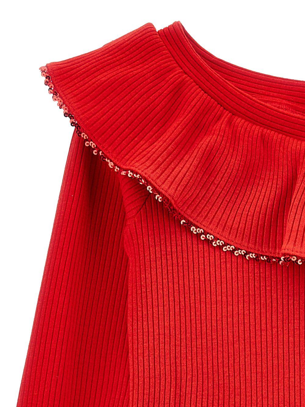 Abito per bambina Monnalisa rosso con dettagli con ruches - Rubino Kids