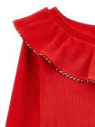 Abito per bambina Monnalisa rosso con dettagli con ruches - Rubino Kids